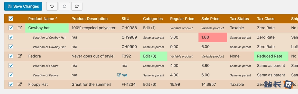 PW WooCommerce Bulk Edit 演示