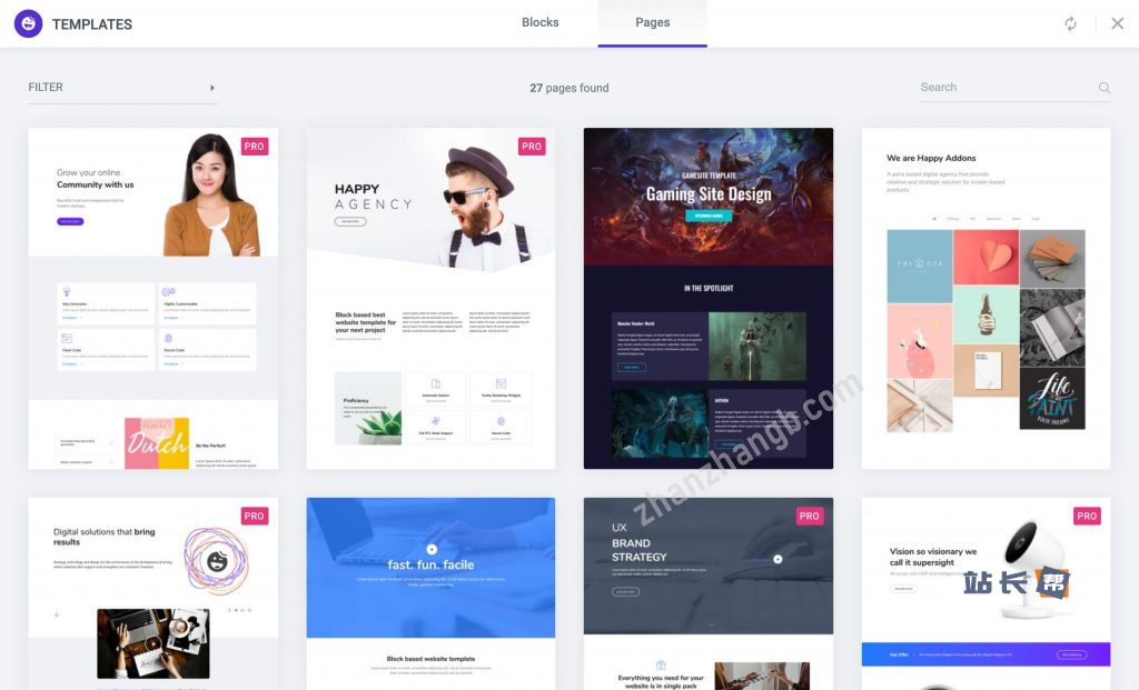 Happy Elementor Addons Pro 页面模板示例