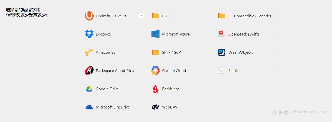 UpdraftPlus 插件支持远程存储备份