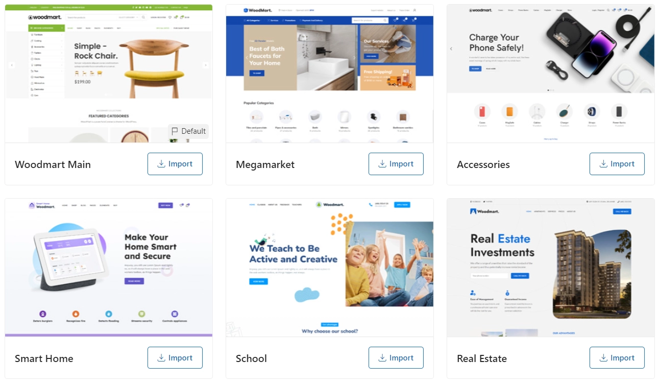 Woodmart 主题部分模板演示 Woodmart 主题部分模板演示