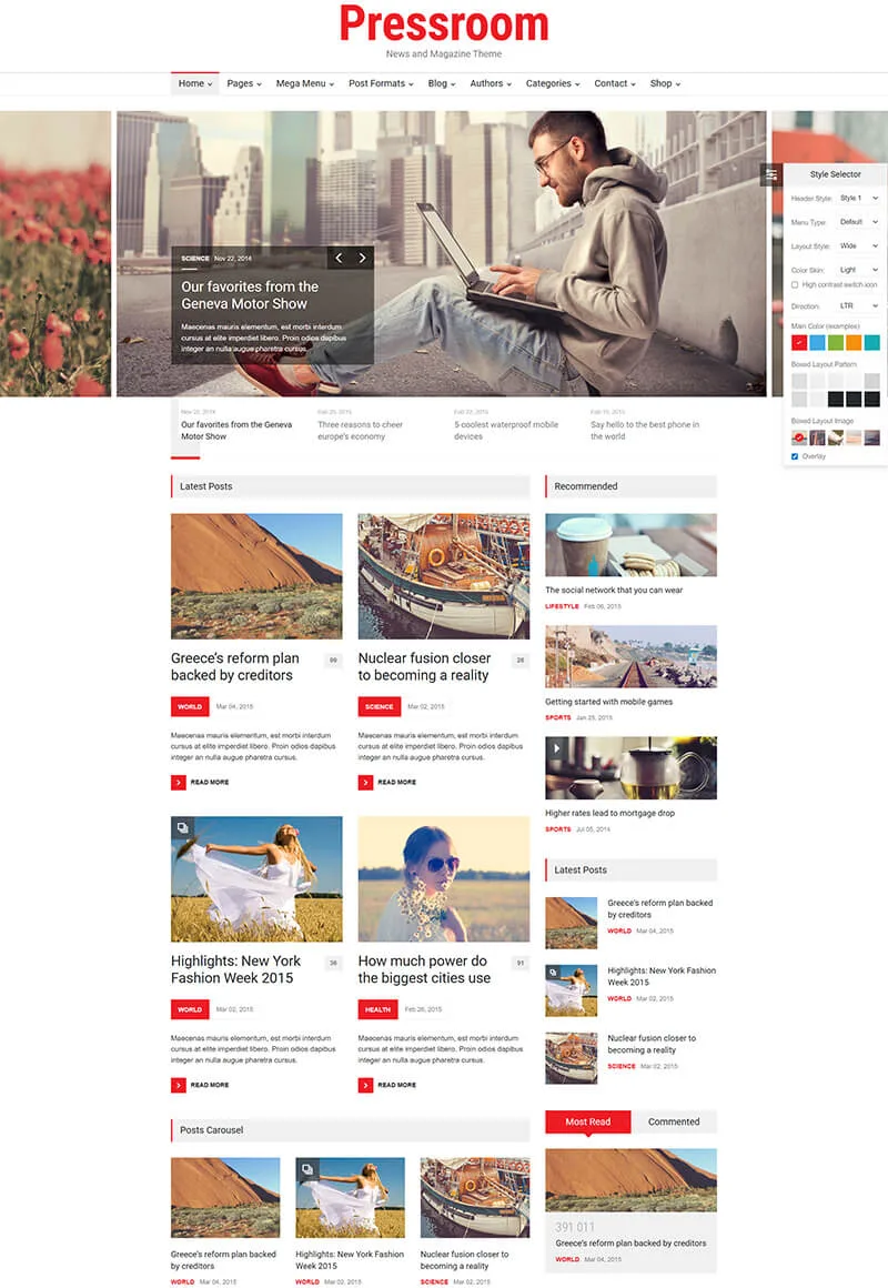 Pressroom 主题演示