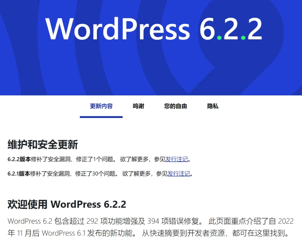 WordPress 6.2.2 更新